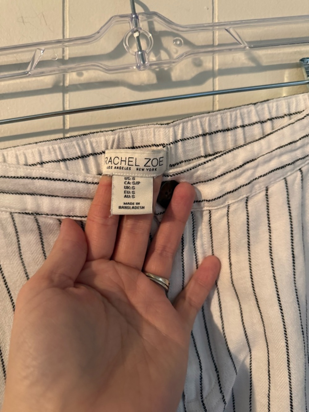 Rachel Zoe White Black Striped Linen Pants, Size S - Picture 4 of 9